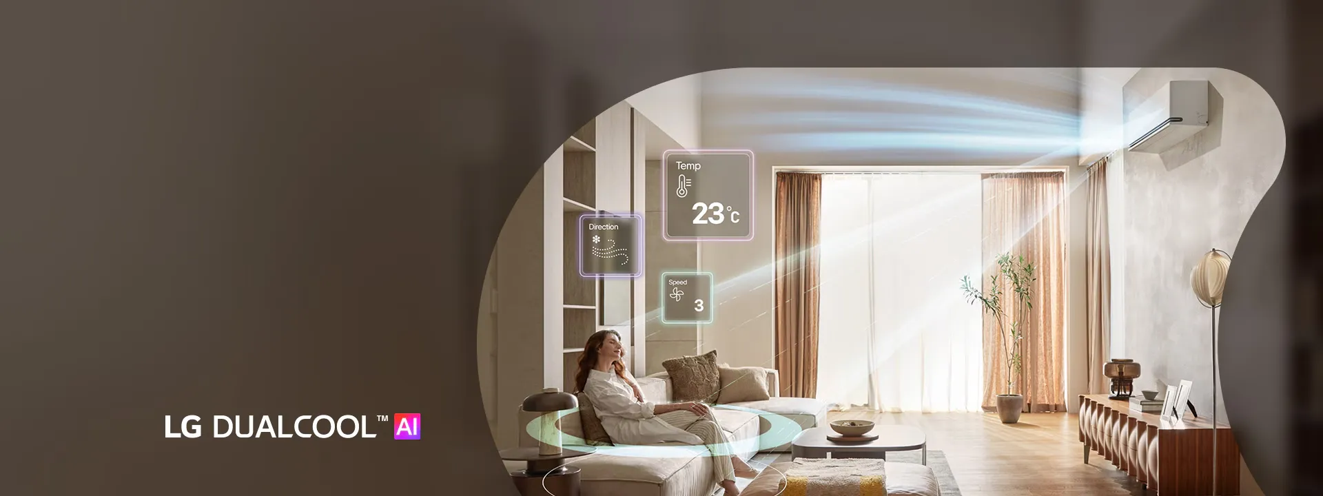 Turn on your Greener world. lg single split inverter air conditioner 2026 dualcoolai microsite feature 01 1 keyvisual europe d