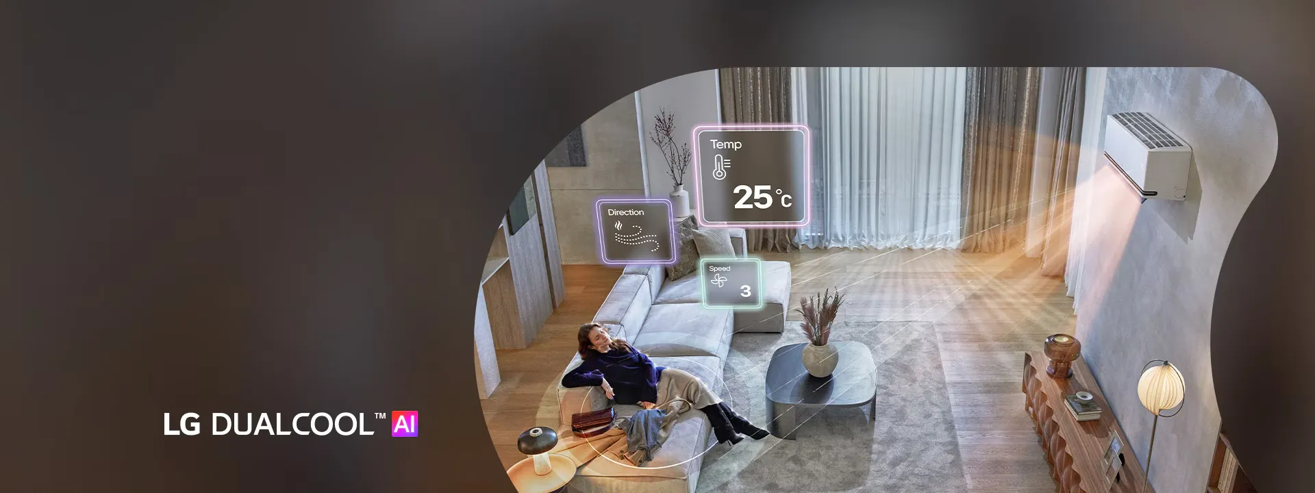 Turn on your Greener world. lg single split inverter air conditioner 2026 dualcoolai microsite feature 01 2 keyvisual europe d